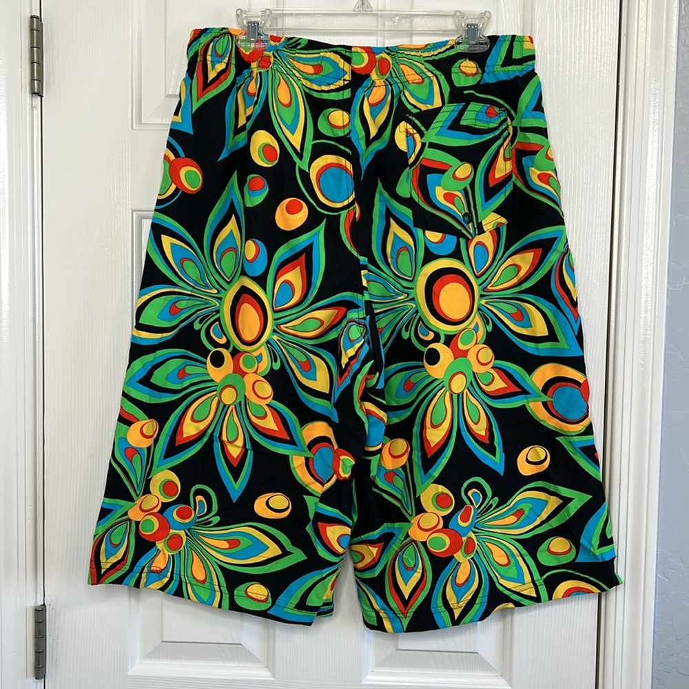 Loudmouth shagadelic black men’s long wide leg shorts large - Picture 2 of 7